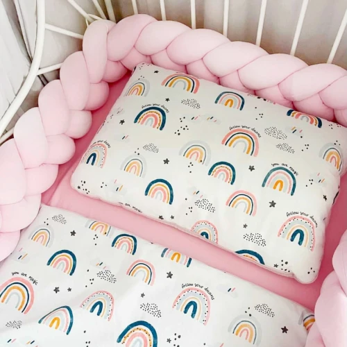 Pleciony welurowy ochraniacz warkocz do łóżeczka