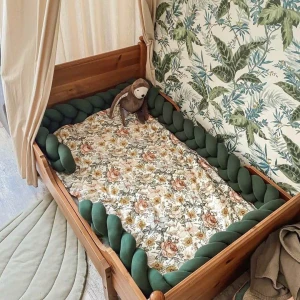 Ochraniacz warkocz do łóżeczka – butelkowa zieleń