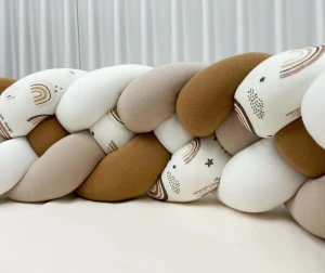 Ochraniacz do łóżeczka 4-pasmowy TĘCZA BOHO KARMEL