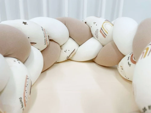 Ochraniacz warkocz - tęcza boho beż