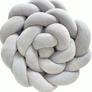 Szary warkocz welurowy do łóżeczka – ochraniacz