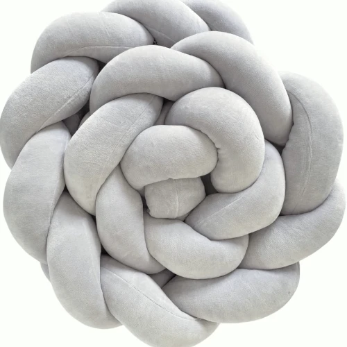 Szary warkocz welurowy do łóżeczka – ochraniacz