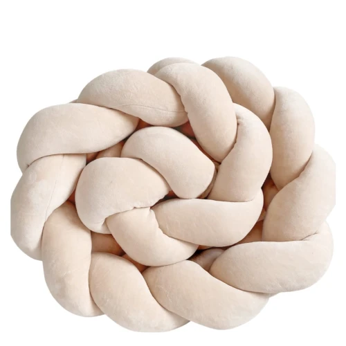 Welurowy ochraniacz warkocz do łóżeczka – beżowy