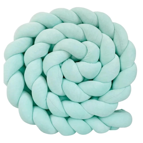 Welurowy ochraniacz warkocz do łóżeczka – miętowy