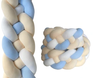 Wysoki ochraniacz warkocz 4-pasmowy - Biel, błękit i beż