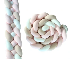 Wysoki ochraniacz warkocz 4-pasmowy (Pudrowa Morela, Piaskowy Beż, Ecru)