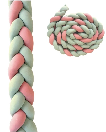 Pleciony ochraniacz warkocz brudna mięta i róż