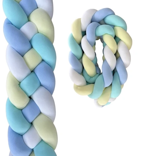 Wysoki ochraniacz warkocz 4-pasmowy mięta/biel/błękit/pastelowy żółty