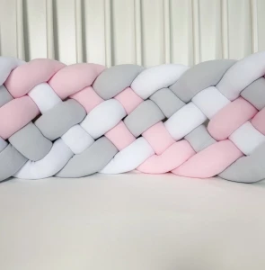 Ochraniacz warkocz Bardzo wysoki - 6-pasmowy biel/róż/jasny szary