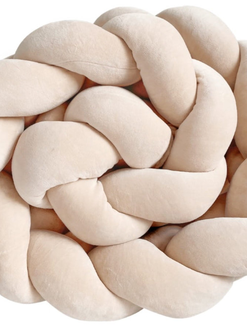 Welurowy ochraniacz warkocz do łóżeczka – beżowy