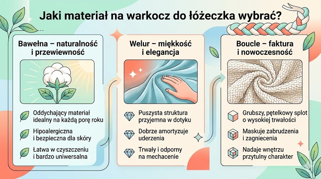 Jaki materiał na warkocz do łóżeczka wybrać?